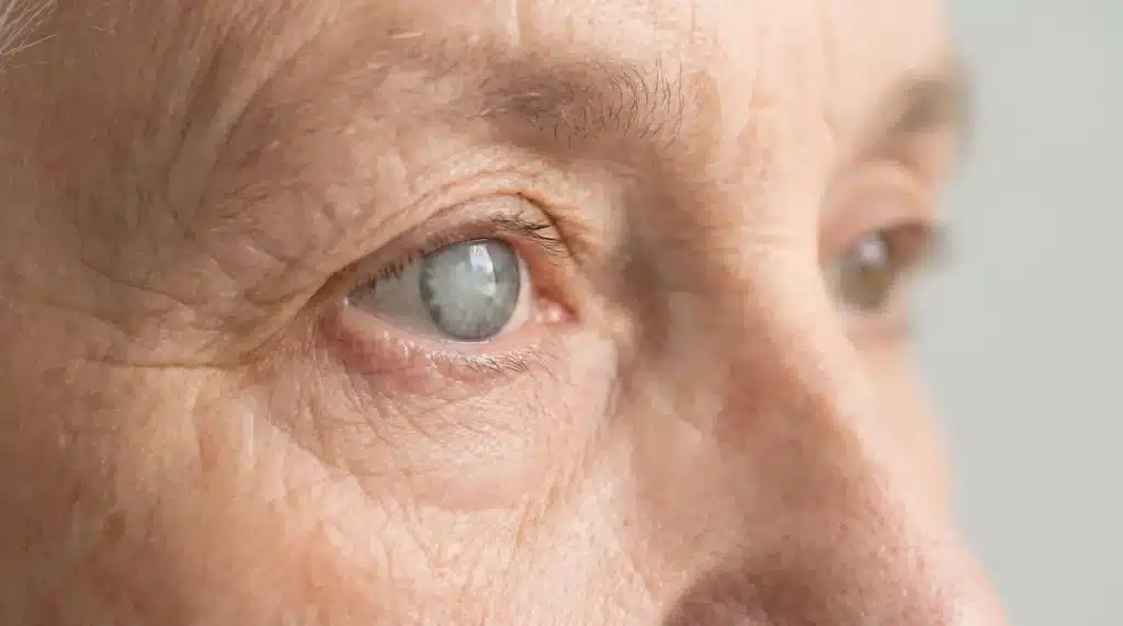 Primer plano de ojo con opacidad visible